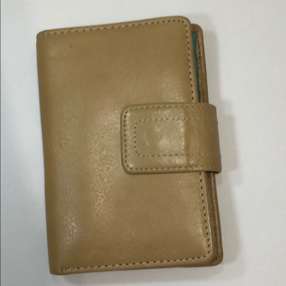 Fossil Light Tan Folded Wallet Snap Closure - image 2